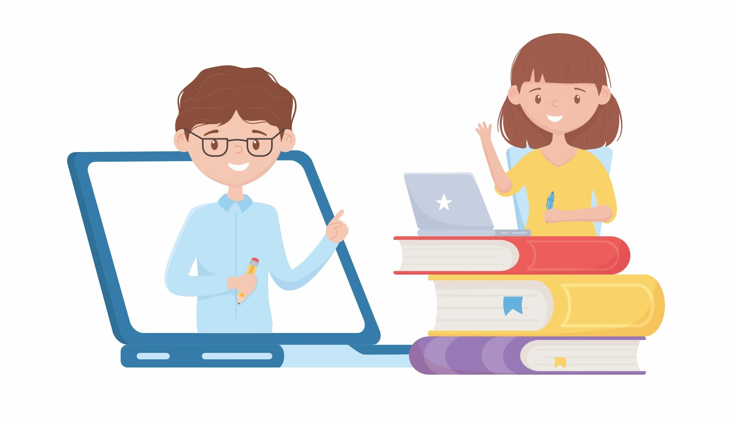 girl-boy-laptop-and-books for online math tutor